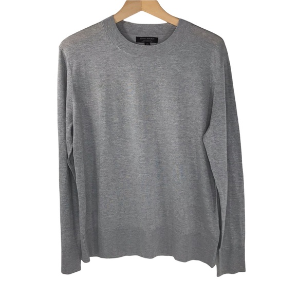 Banana Republic Silk Cashmere Crew Neck Sweater Long Sleeve Top Grey Large